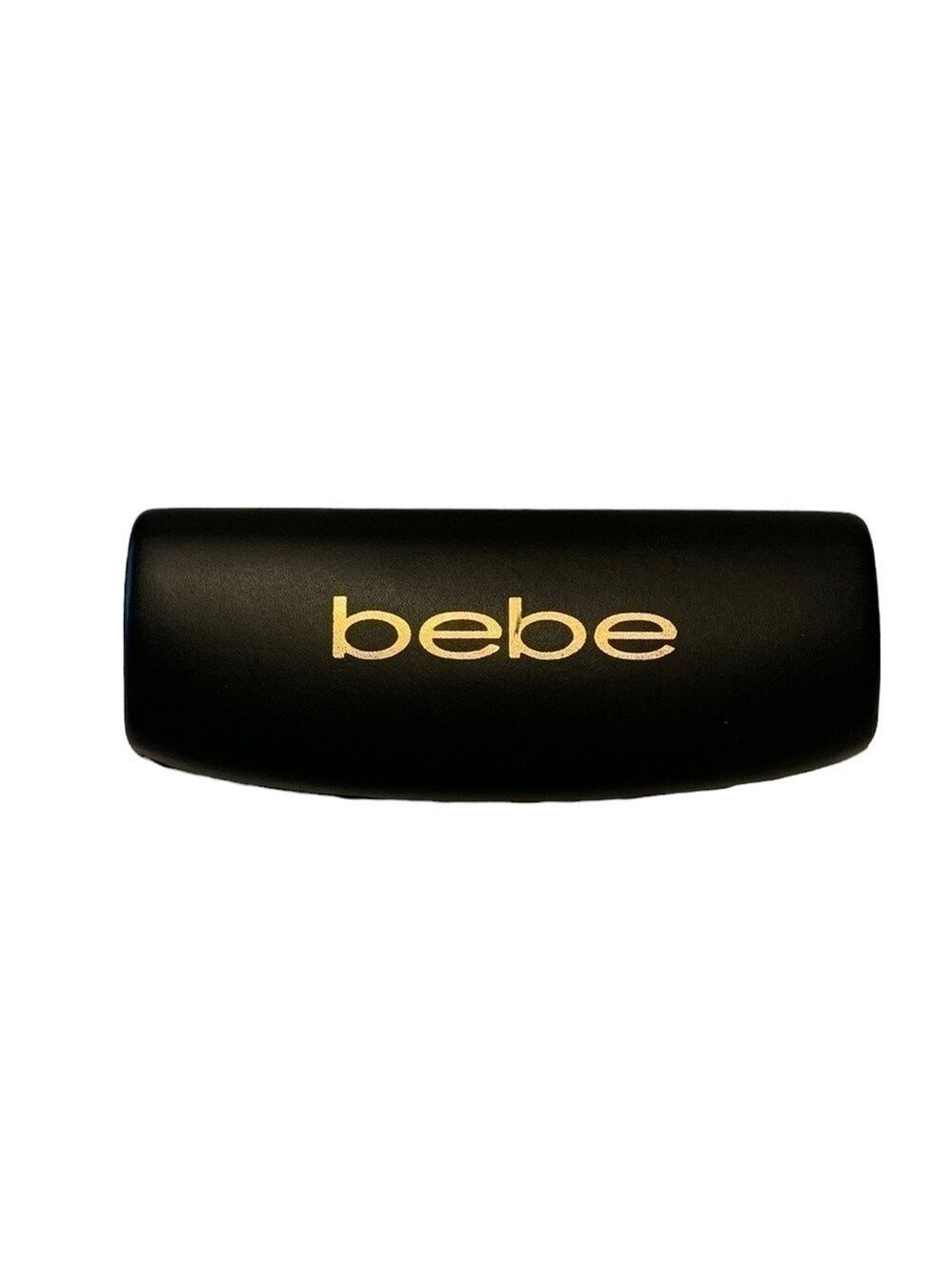 BEBE hard shell eyeglasses case black gold lettering 6” length